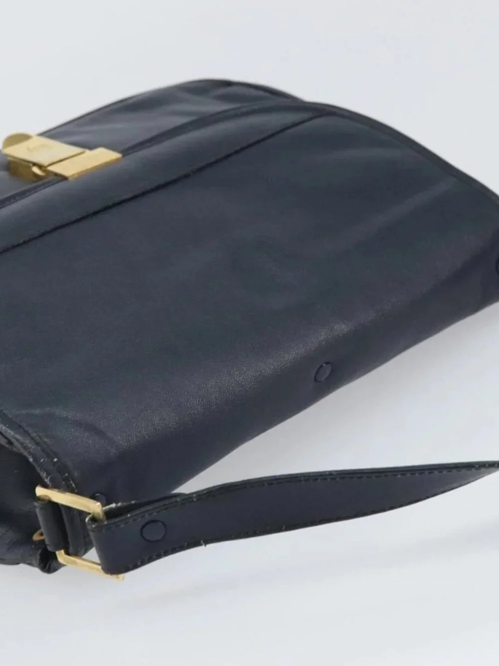 Christian Dior Shoulder Bag Leather Navy Gold Auth bs33272 - Picture 6 of 16